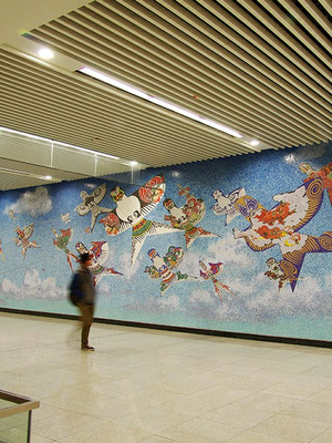 北京地铁6号线B段东夏园站壁画《春风和煦》